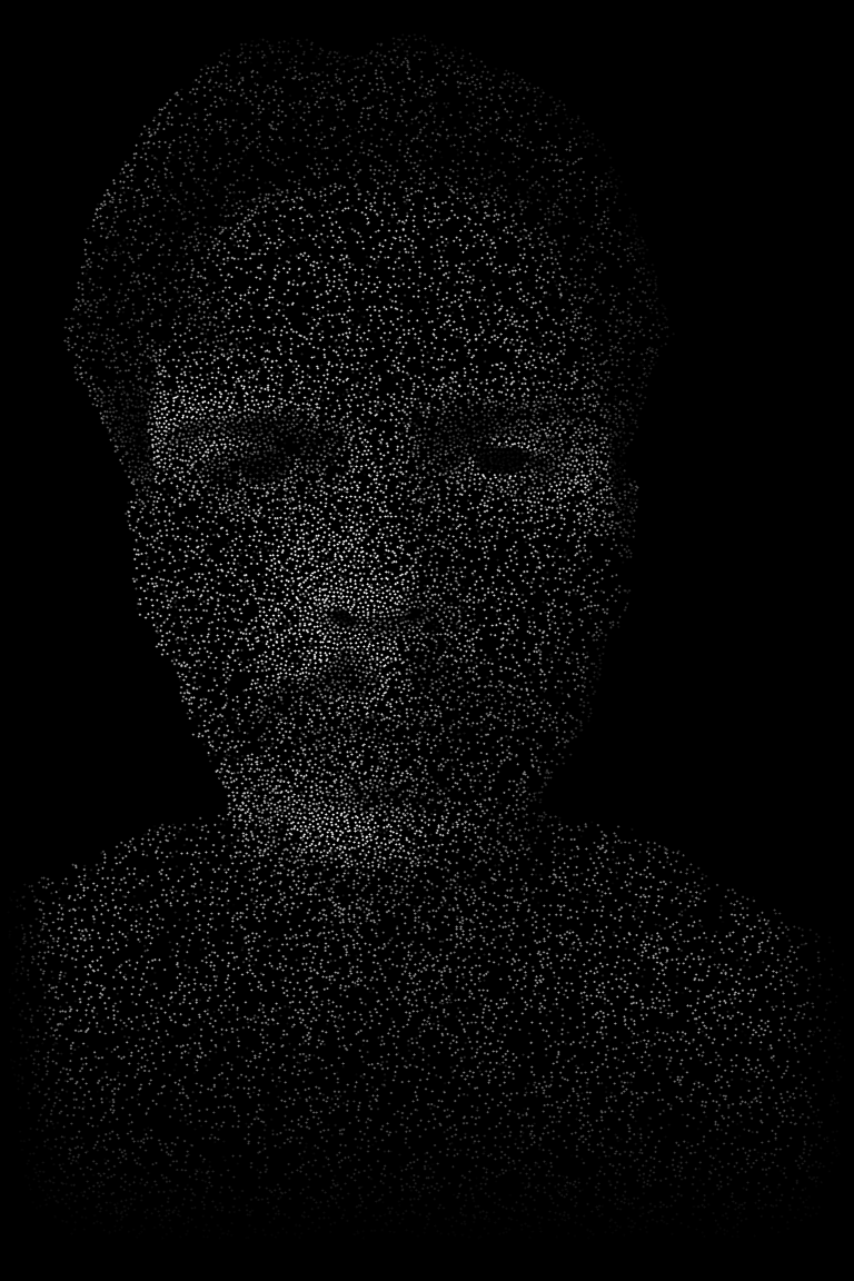 Jaidon in fine grayscale portrait dots